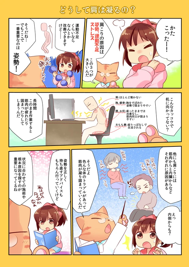 静岡のなごみ整体院 肩こりの改善についてマンガで解説