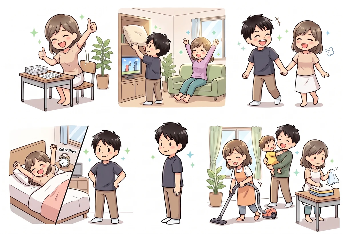 ぎっくり背中の痛みが落ち着いた後の日常生活イメージ
